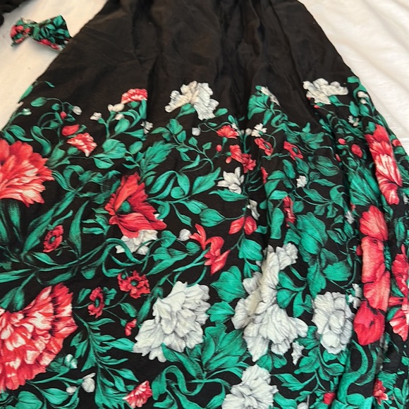 Tropical full length green and pink floral dress - Picture 5 of 5